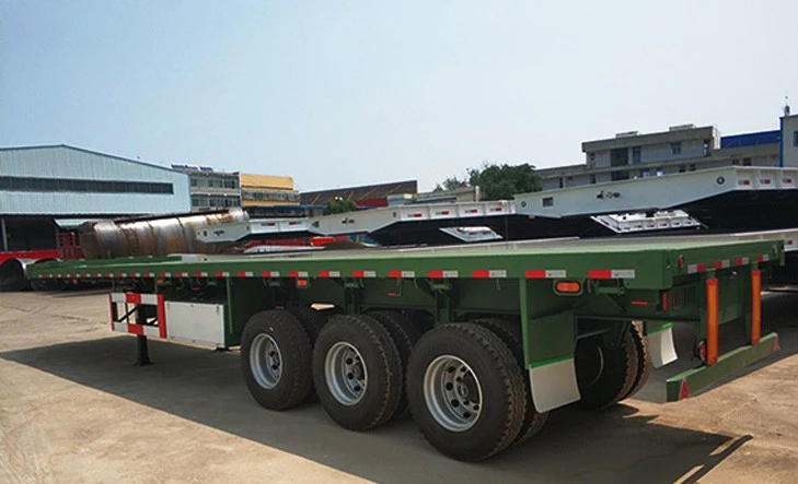Jualan Panas China 3 Gandar Container Flatbed Treler Dengan Kualiti Tahan Lama